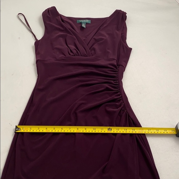 Ralph Lauren plum purple ruched side sleeveless dress 2 - Picture 8 of 9